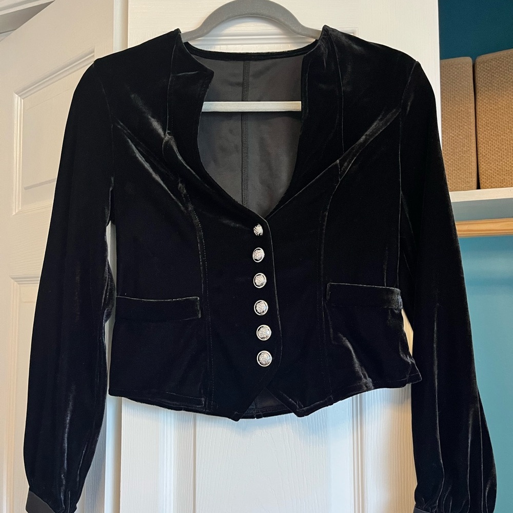Elegant Black Velvet Women's Shirt